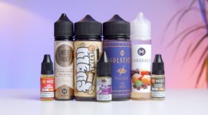 Nic salt e-liquid bottles in various flavors